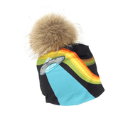 Flying saucers beanie hat with remouvable natural pompon beanies illustrated by professional artist André Martel.