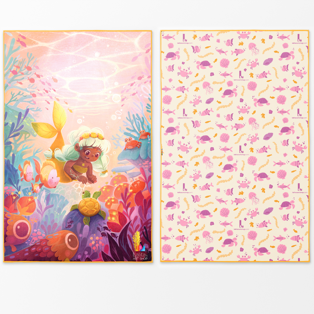 Little Mermaid - Reversible Fun Artistic Oversized Pool Towel for Kids