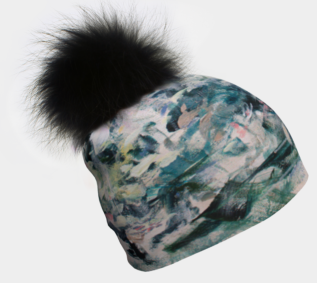 Enchanted Gardens Beanie with Navy Removable Pompom