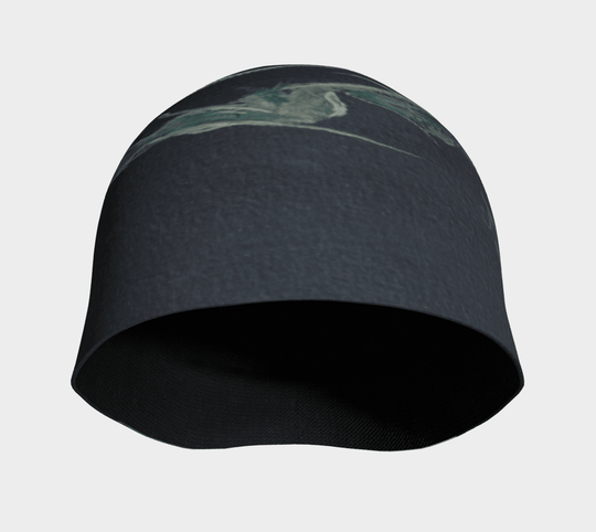 The inside of a black beanie showing a dark grey bamboo lining.