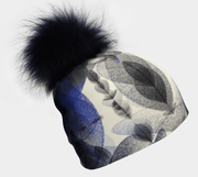 Blue Feathers with Black Pompom