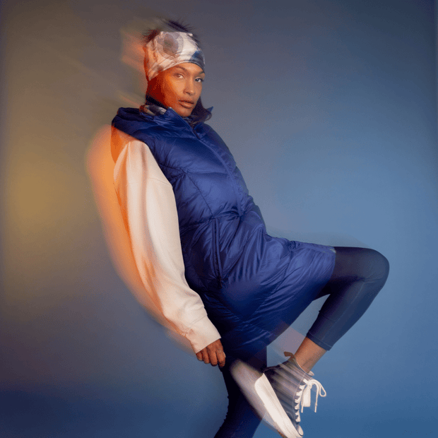 Blue Feathers with Black Pompom