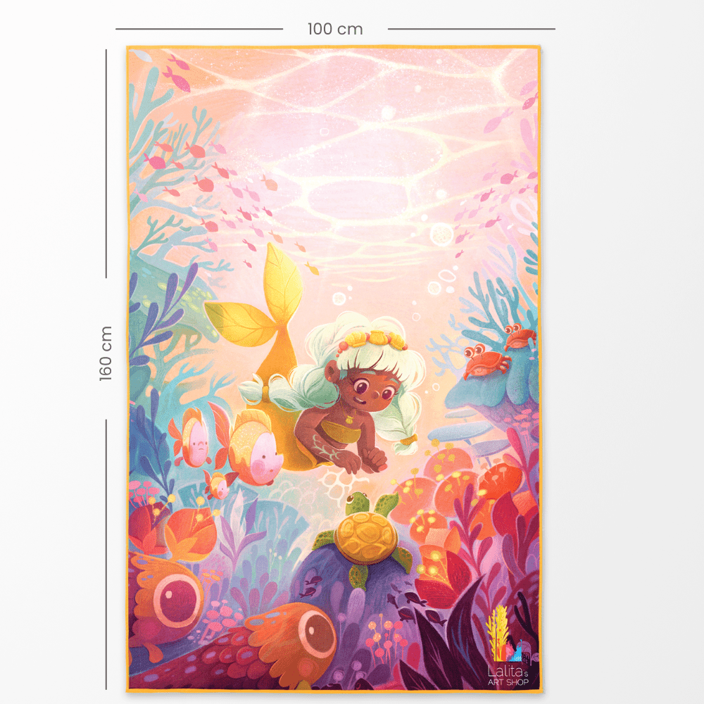 Little Mermaid - Reversible Fun Artistic Oversized Pool Towel for Kids
