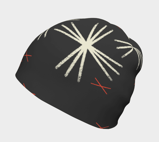 Vue latérale de la tuque MotifX Noire, mettant en valeur le motif abstrait et sa texture lisse.