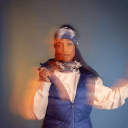 Blue Feathers with Black Pompom