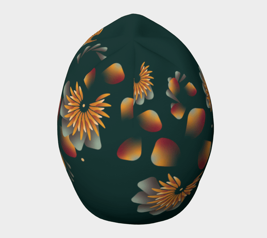 Tuque vert foncé avec un motif floral détaillé dans des tons d&