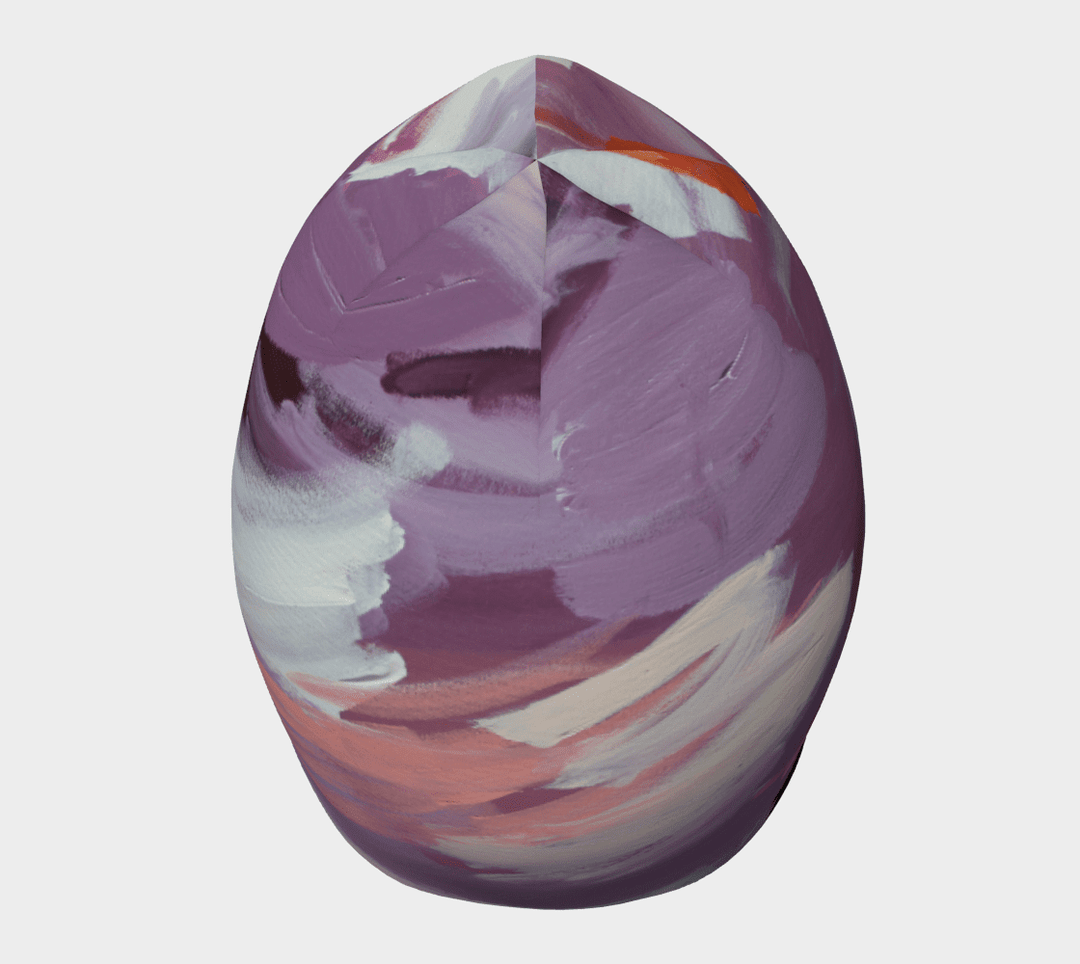 Vue détaillée du motif abstrait sur la tuque Tulipes, montrant les coups de pinceau.