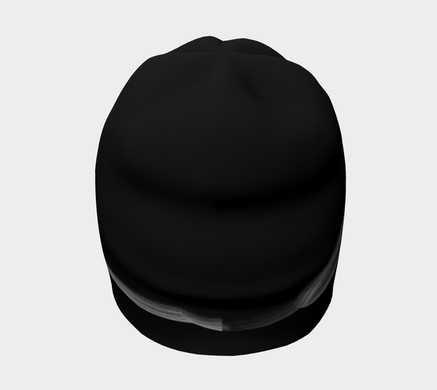 Rear view of the signature tuque designed by Elise Charette. 
