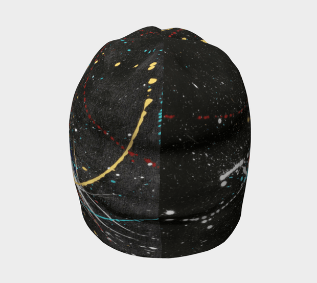rear view of the black with colourful abstract pattern. 