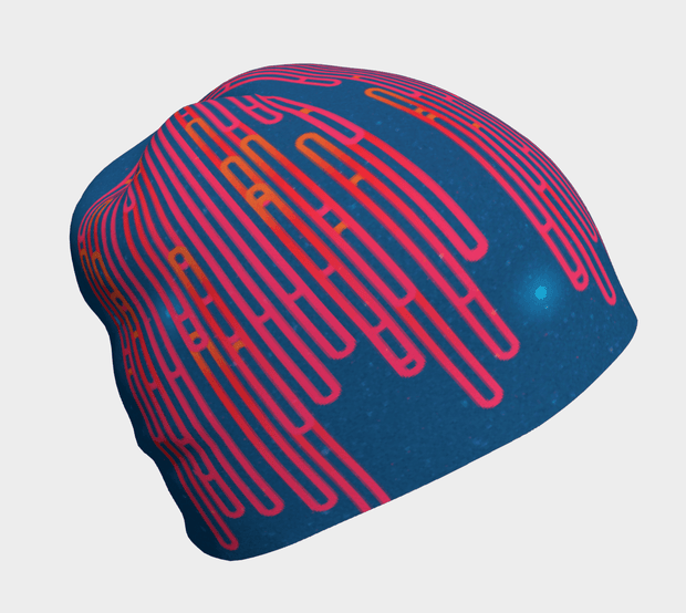 Right side view of the bamboo Blue Loops beanie for adults and children.  Breathable, best ski hat.