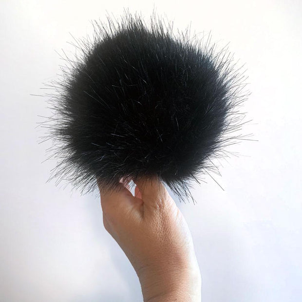 Faux Fur Pom Pom - Light grey - Removable - Detachable pom - Pom poms for  Hats - Beanie hat - Snap Fastener - snap- Fluffy-13-17cm/5.1-6.7