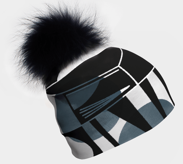 Beautiful Graphometric beanie with black removable pom designed by Valery Goulet. This black and white hat is perfect for all seasons. This bamboo toque is perfect for all outdoor sports activities and for camping. Cool gift for the whole family.