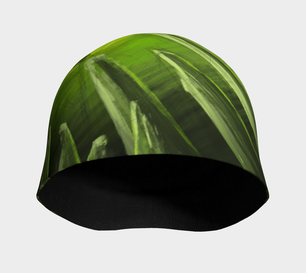 Front view of Green light beanie Illustrated by Canadian artist André Martel.  Unisex and all season hat, perfect for the whole family and sports activities
