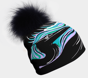 Heron Beanie With Black Pompom