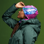 Woman wearing the new Hope Bamboo Beanie by Megane Fortin for Lalita's Art Shop 24 collection