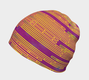 Left side view of the Abstract yellow and green patterned Magenta tuque illustrated by Zaire, Carl-Hugo Poirier.