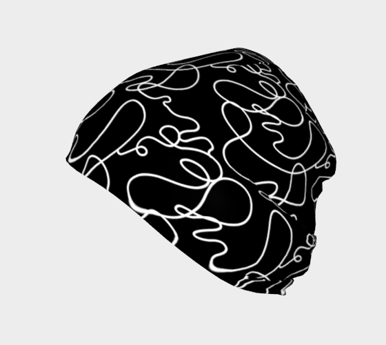 Curved lines Beanie Hat (Black)