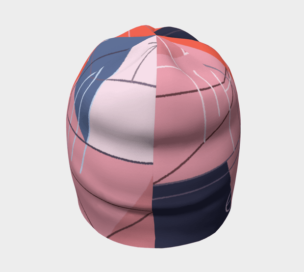 Graphonetrics girl's and woman's beanie back, illustrated by Valery Goulet. This beautiful hat with bright colors is ideal for outdoor sports, yoga, running, walking and trail running. This toque can be worn under a bicycle helmet. 