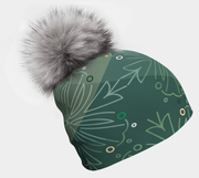 Wallpaper beanie with Gray Pompom